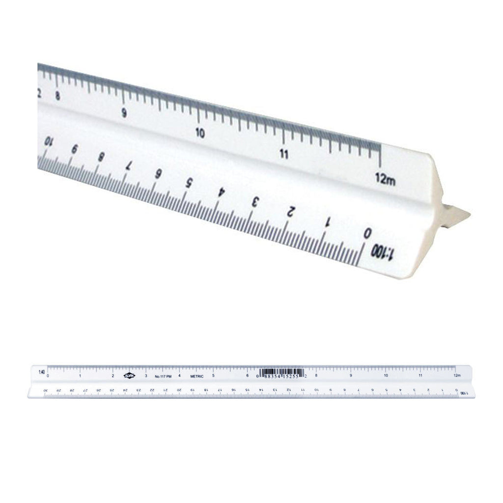 New, Old Stock Alvin 117PM 12 Inch Combination Triangular Scale