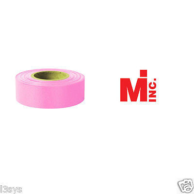 Solid Pink Taffeta Survey Flagging 1 3/16" x 300 Foot Single Roll