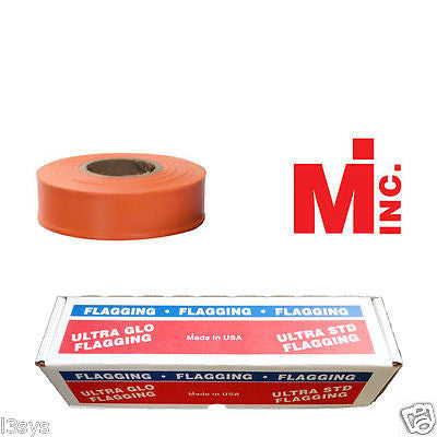 Solid Orange Taffeta Survey Flagging 1 3/16" x 300 Foot - 12 Rolls