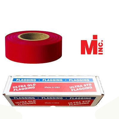 Solid Red Taffeta Survey Flagging 1 3/16" x 300 Foot - 12 Rolls