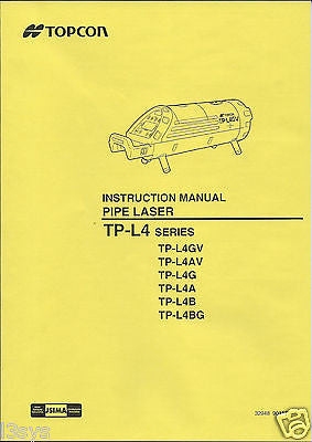 Topcon Instruction Manual for TP-L4 Series Pipe Lasers