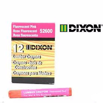 Dixon One Dozen Fluorescent Pink Lumber Crayons (Keel) 52600