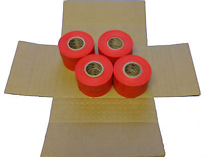 Solid Red Taffeta Survey Flagging 1 3/16" x 300 Foot - Eight (8) Rolls