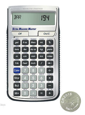 Calculated Industries Ultra Measure Master Calculator 8025 with Spare CR2016 Battery