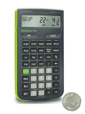Calculated Industries ConcreteCalc Pro Calculator 4225 with Spare CR2016 Battery