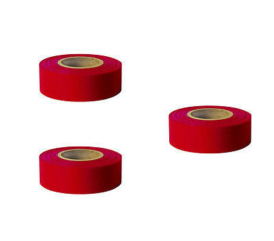 Solid Red Taffeta Survey Flagging 1 3/16" x 300 Foot - Three (3) Rolls