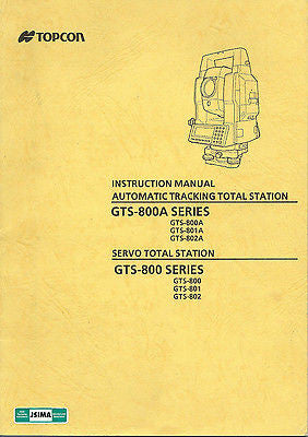 New Topcon Total Station GTS-800A & 800 Series Instruction Manual