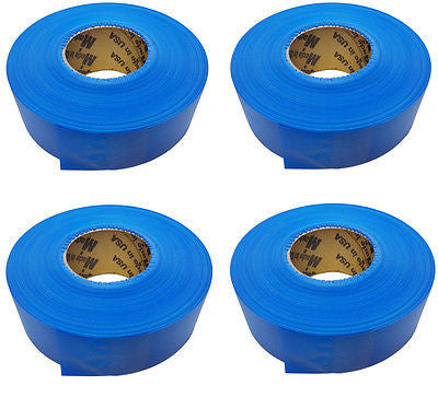 Solid Blue Taffeta Survey Flagging 1 3/16" x 300 Foot - Four (4) Rolls