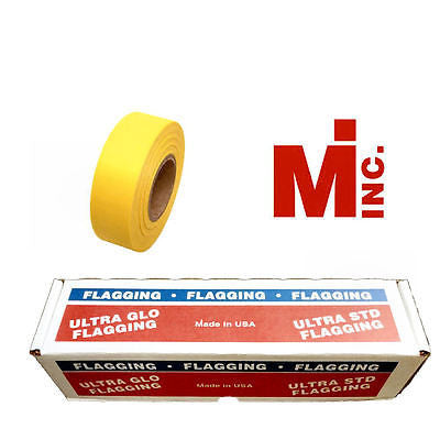 Fluorescent Yellow Taffeta Survey Flagging 1 3/16" by 150 Feet - 12 Rolls