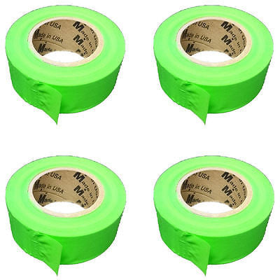 Fluorescent Lime Taffeta Survey Flagging 1 3/16" by 150 Feet - Four Rolls