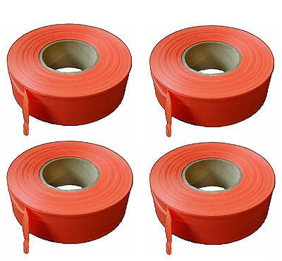 Solid Orange Taffeta Survey Flagging 1 3/16" x 300 Foot - Four (4) Rolls