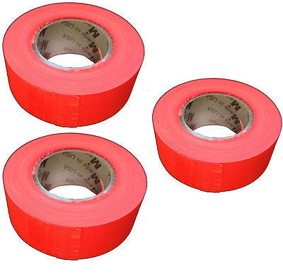 Fluorescent Orange Taffeta Survey Flagging 1 3/16" by 150 Feet - Three Rolls