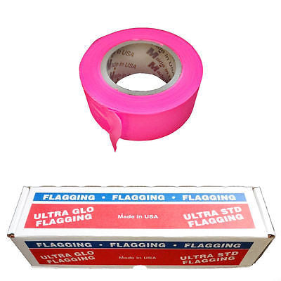 Fluorescent Pink Taffeta Survey Flagging 1 3/16" by 150 Feet - 12 Rolls