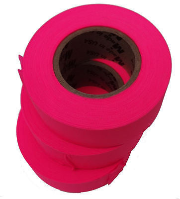 Flourescent Pink Survey Grade Embossed PVC Flagging 3 Pack