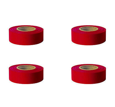 Solid Red Taffeta Survey Flagging 1 3/16" x 300 Foot - Four (4) Rolls