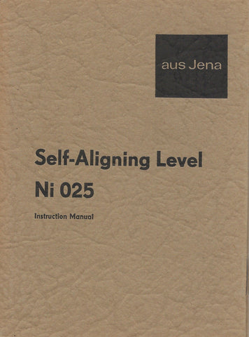 New Zeiss JENA Self-Aligning Level Ni 025 Instruction Manual