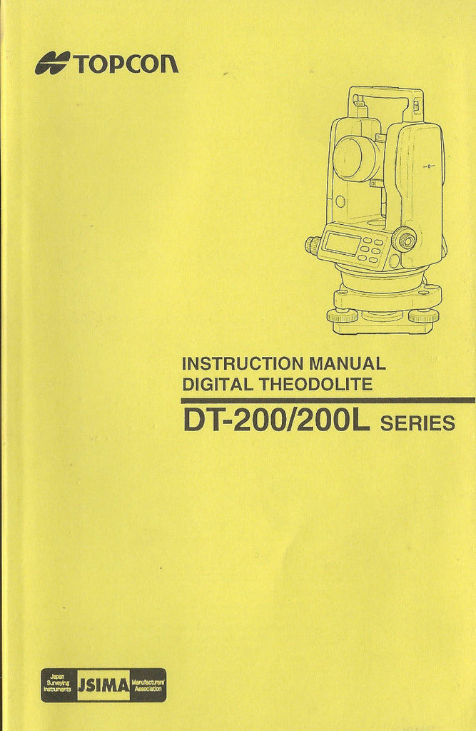 Topcon Digital Theodolite DT-200/200L Series Instruction Manual
