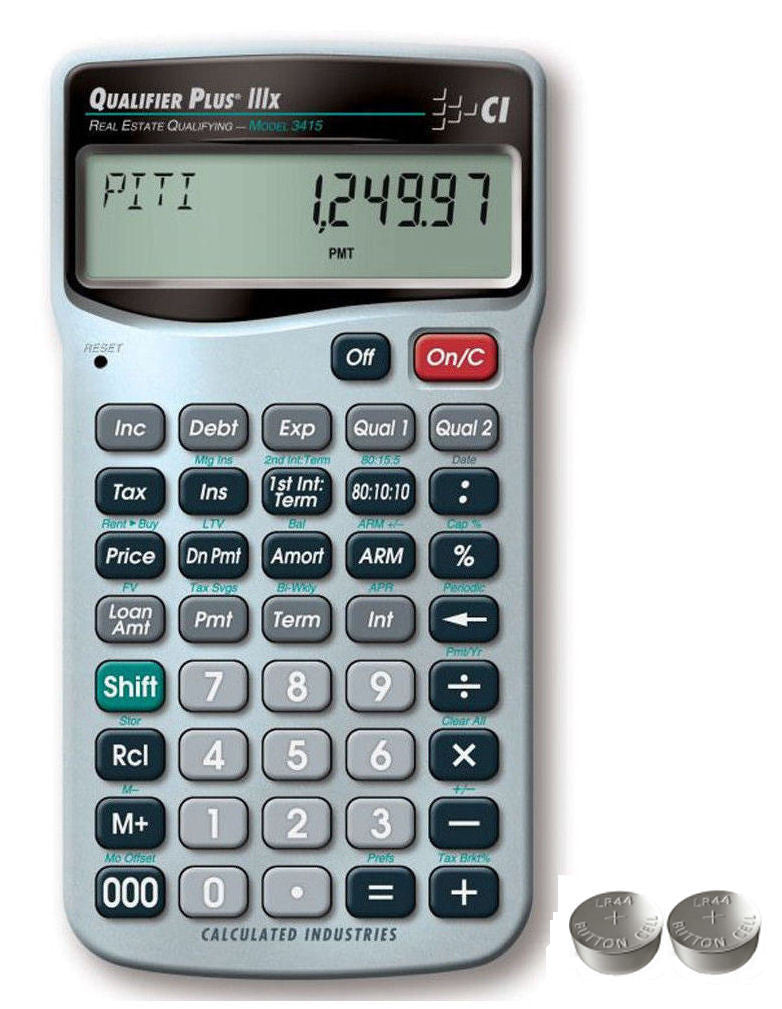 Calculated Industries Qualifier Plus IIIx Financial Calculator 3415 with Spare LR44 Batteries