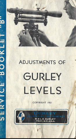 Used GurleyService Booklet "B" - Adjustments of Gurley Levels Instruction Manual