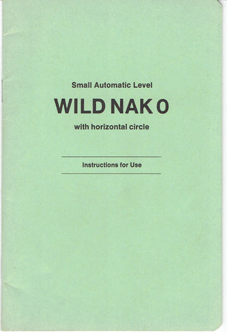 New Wild NAK 0 Level Instruction Manual