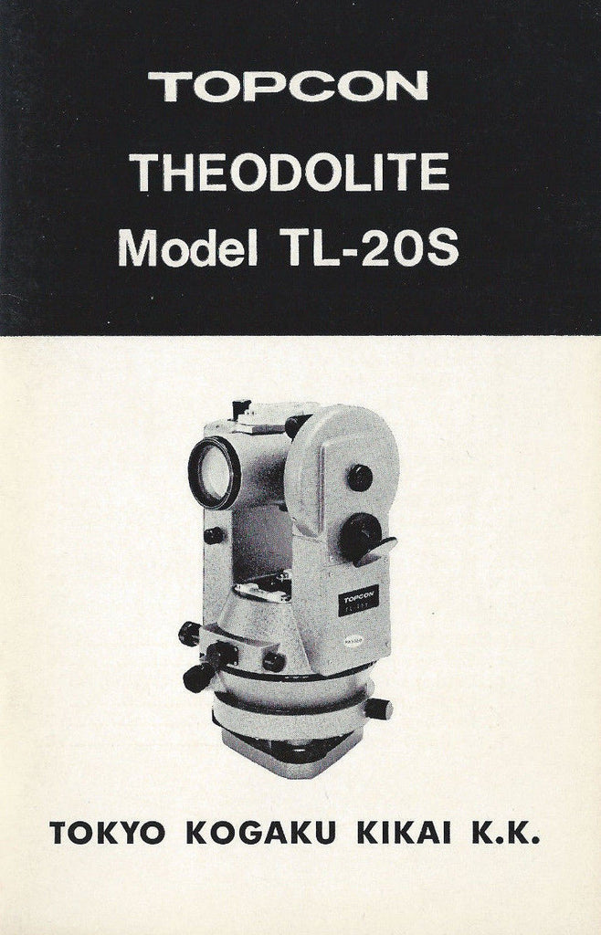 Topcon Theodolite TL-20S Instruction Manual