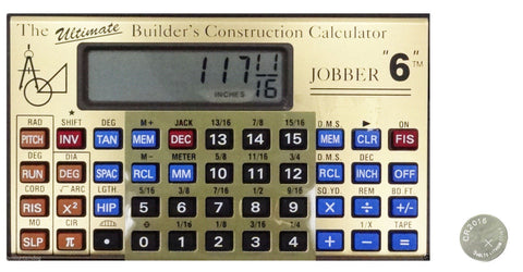 Jobber 6 Advanced Construction Calculator with CR2016 Battery
