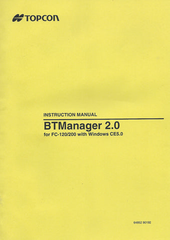 Topcon BTManager 2.0 FC-120/200 Instruction Manual